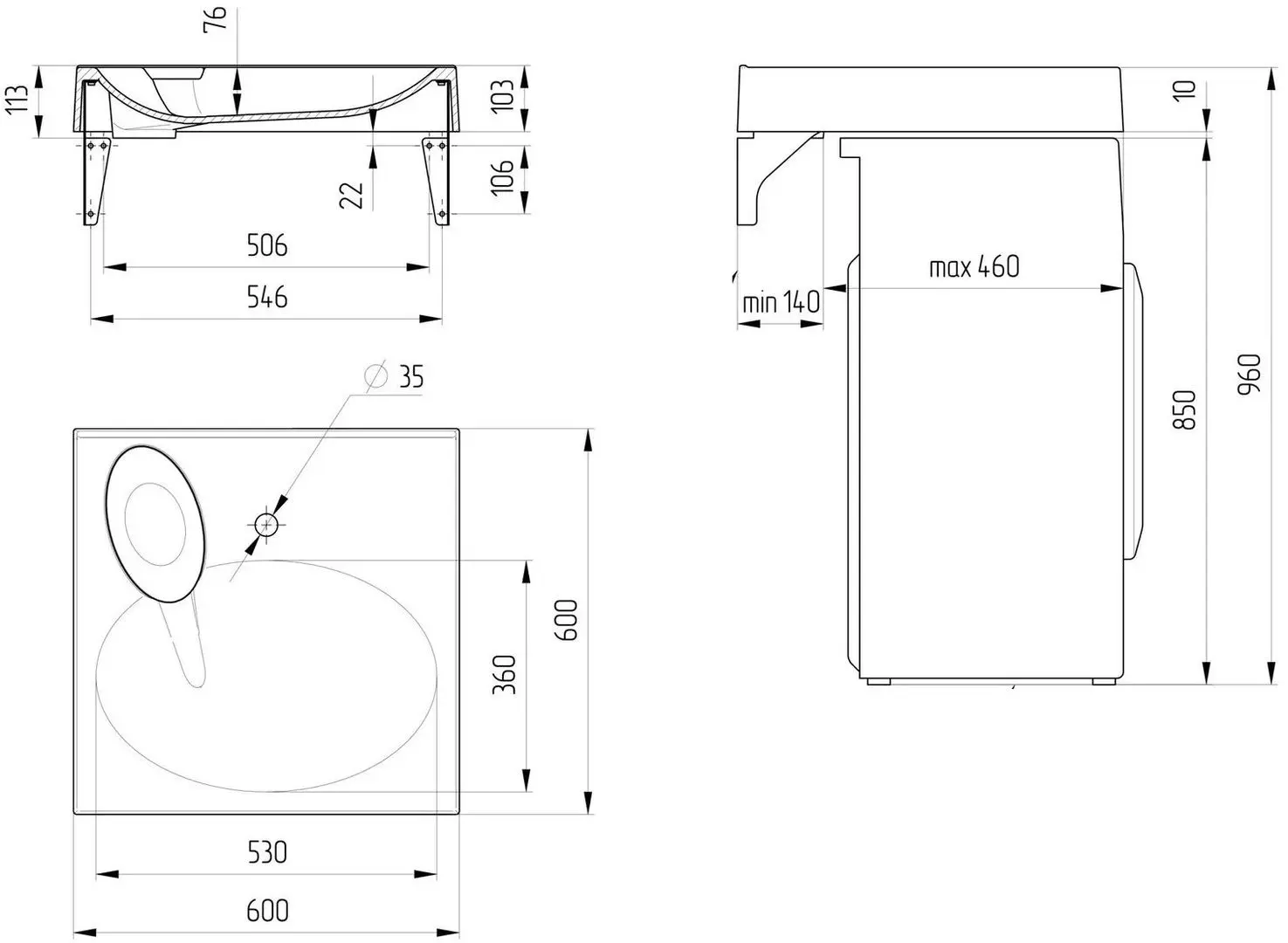Lavoar Paola Liguria 600 (White) - 2