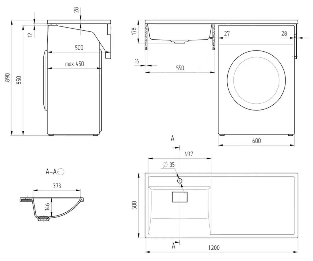 Lavoar Paola Magenta 1200 L (White) - 5