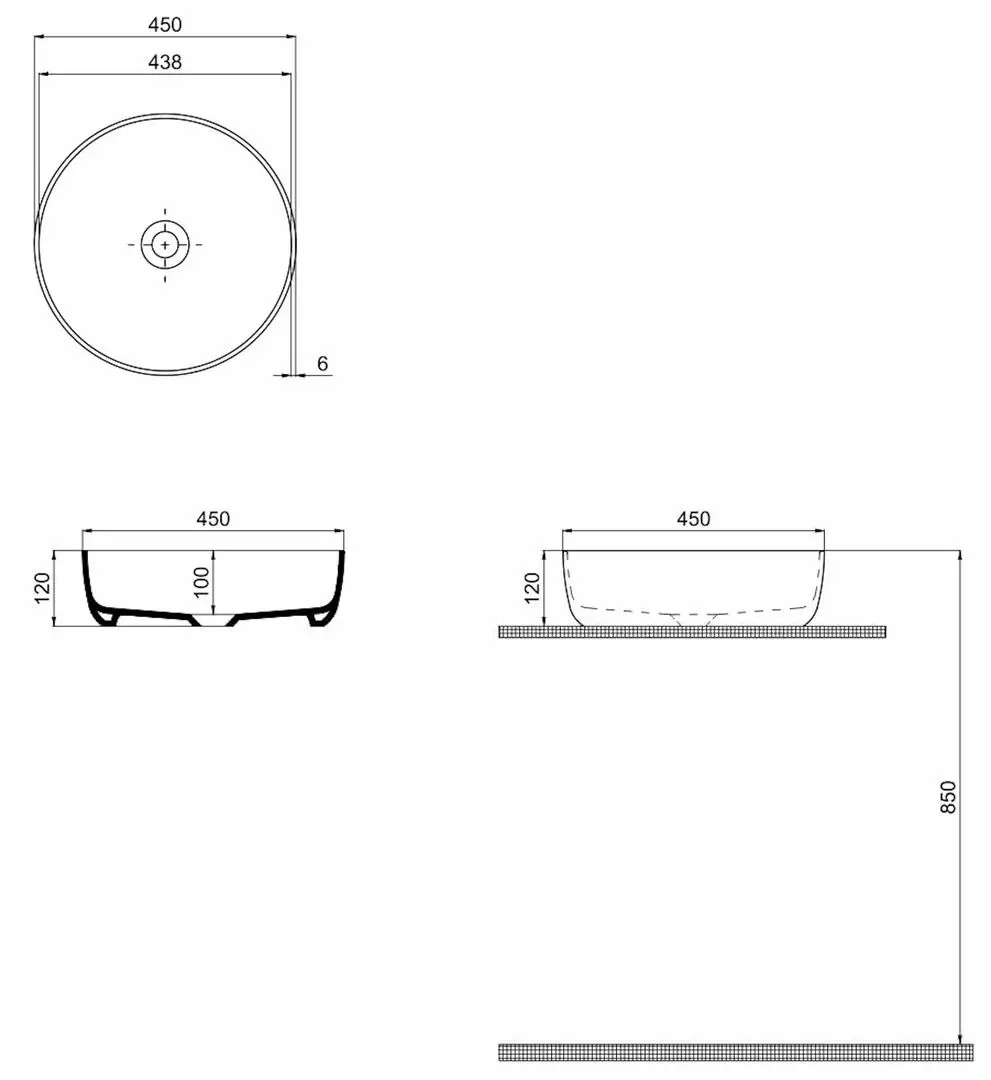 Умывальник QuarterBath Round Line 45 (White)