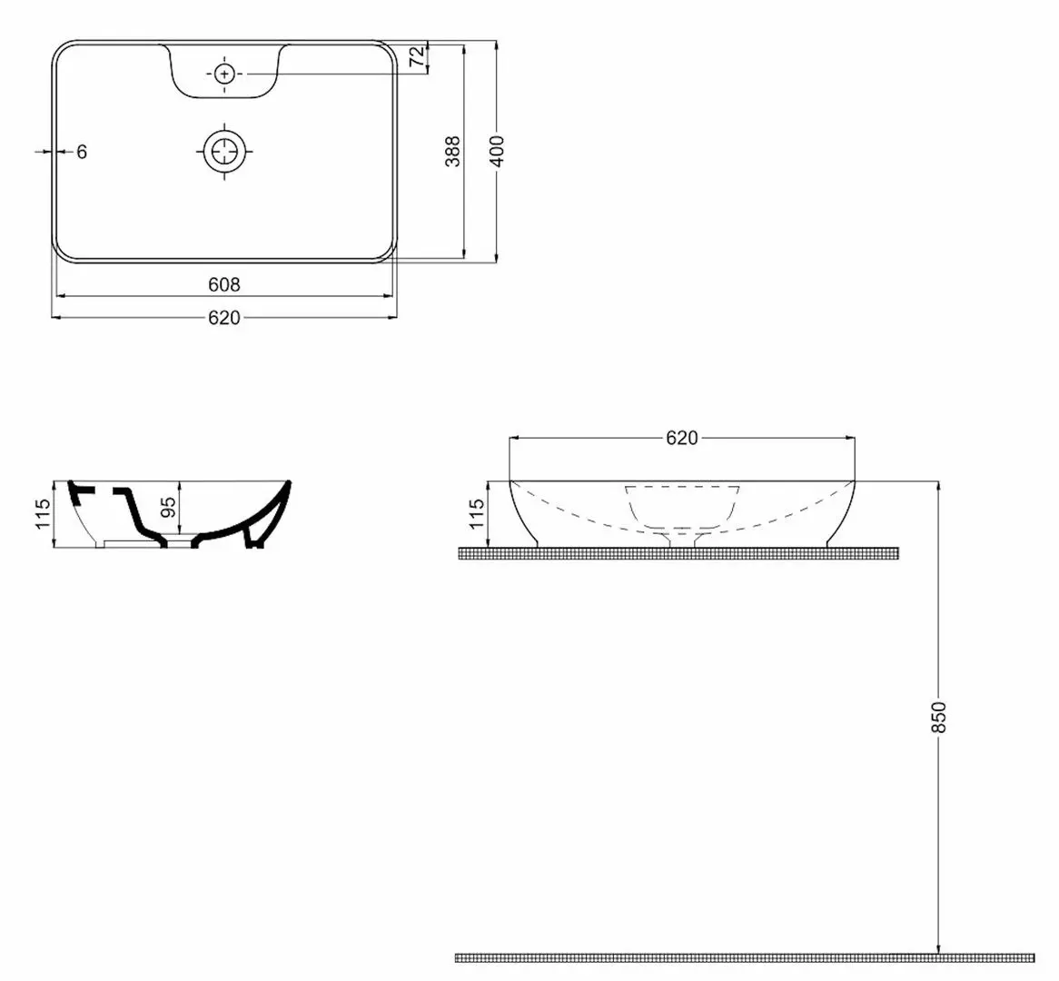 Умывальник QuarterBath Smooth Line 62 (White)