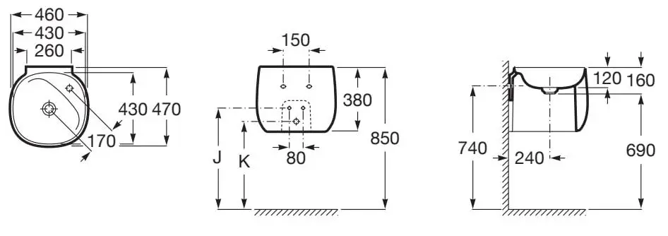 Умывальник Roca Beyond A3270B1660 (Coffee) - 3