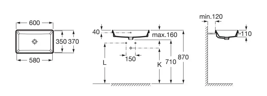 Умывальник Roca Gap Square A3270Y8000 (White)