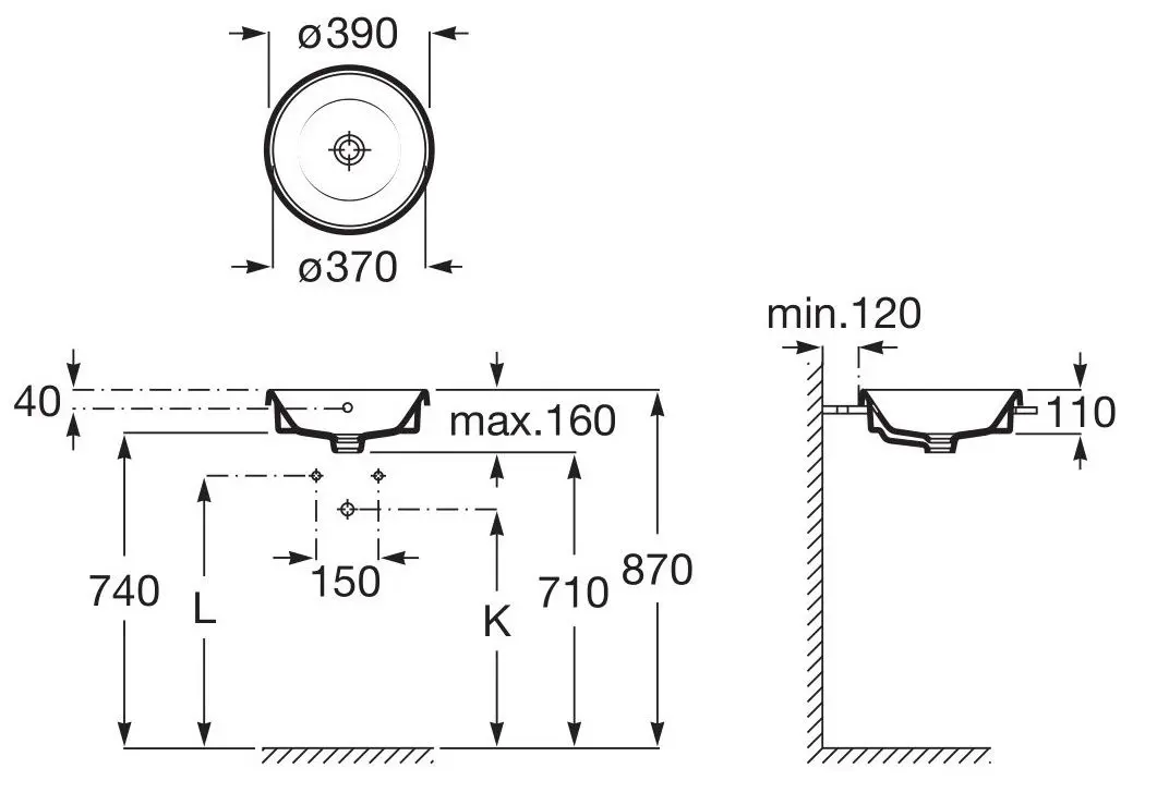 Умывальник Roca The Gap Round A3270Y3000 (White)