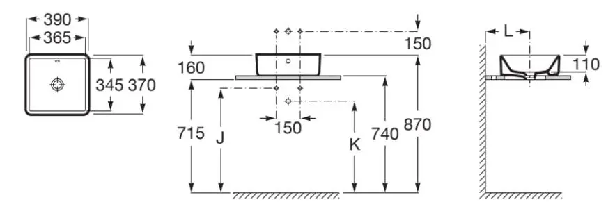 Умывальник Roca The Gap Square A3270ML000 (White)