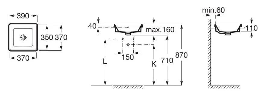 Умывальник Roca The Gap Square A3270Y7000 (White)