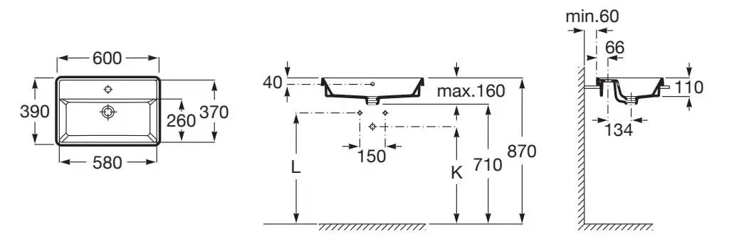 Умывальник Roca The Gap Square A3270YA000 (White)