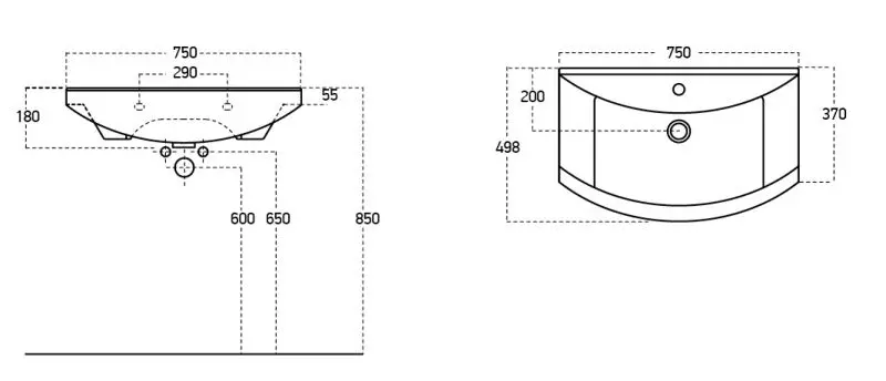 Умывальник Sanovit Zenon 750x498 (White)
