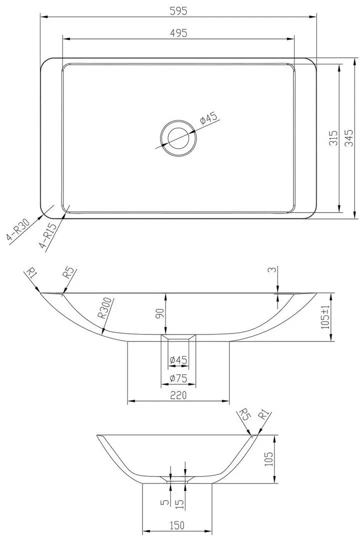 Умывальник Volle Solid Surface 13-40-859 (White)