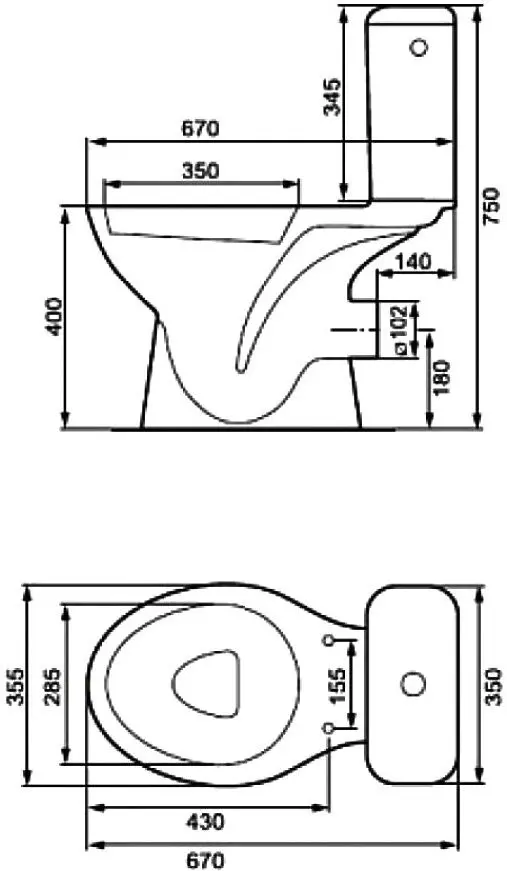 Vas WC Cersanit Mito Grey (White)