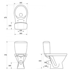 Vas WC cu dus igienic Cersanit Cersania II Simple On Slim K119-014 + Mixxus SUS-333 (White/Inox) Thumb