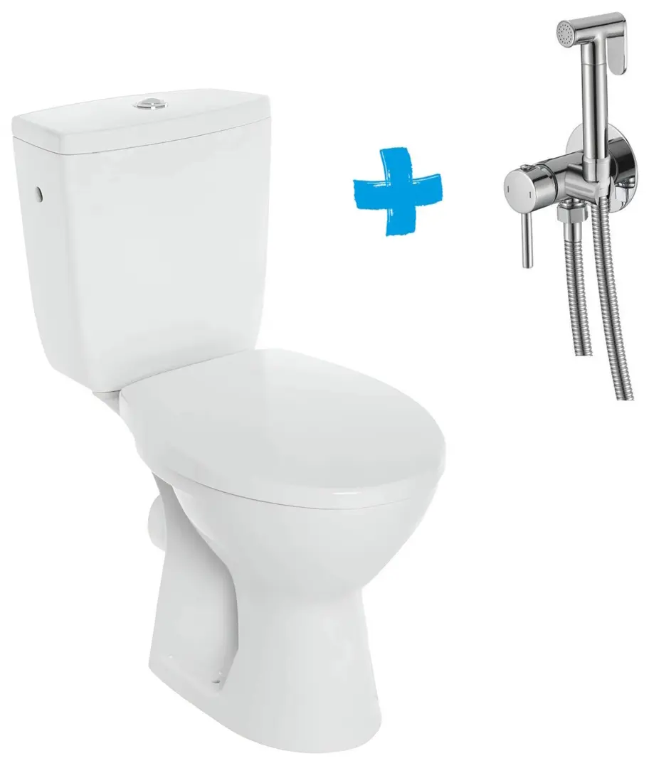 Vas WC cu dus igienic Cersanit Classic + Mixxus SUS-333 (White/Inox)