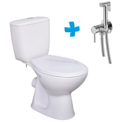 Vas WC cu dus igienic Cersanit President NEW 110204 + Mixxus SUS-333 (White/Inox)