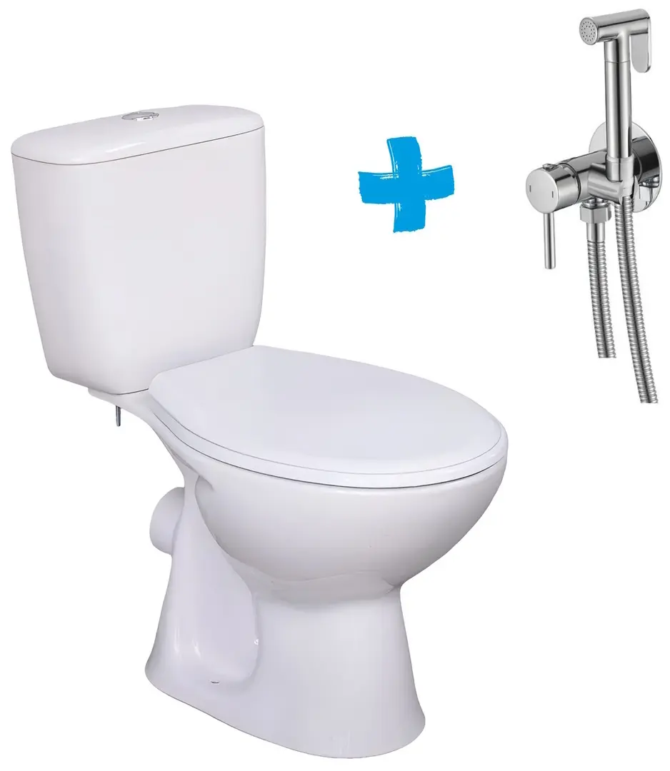 Vas WC cu dus igienic Cersanit President NEW 110204 + Mixxus SUS-333 (White/Inox)
