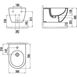 Биде подвесной Creavit Free FE510-00BM00E-0000 (Basalt Matt) Thumb