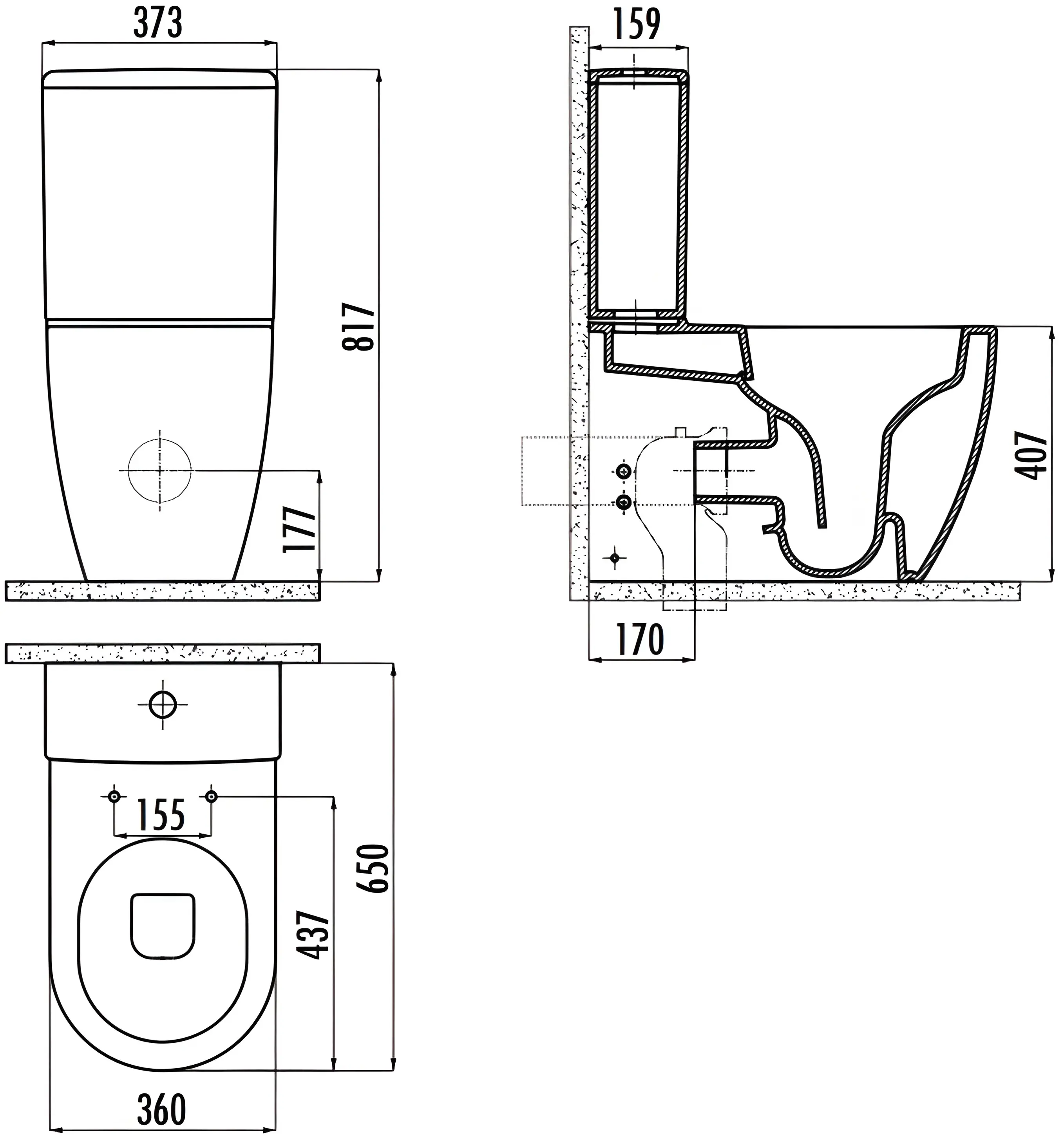 Vas WC Creavit Free Rim-Off FE361-00CB00E-0000 (White) - 3