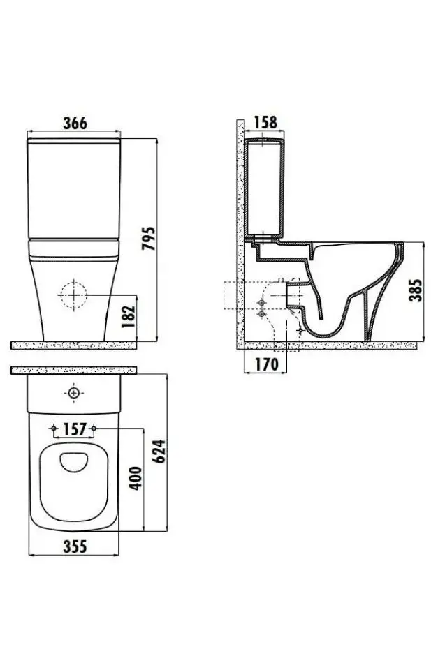 Унитаз Creavit Solo SO361-11CB + MA410 + KC2003.02.00 + IT5130 RimOff (White) - 2