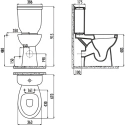 Vas WC compact Creavit BD315-11CB00E-0000 (White) Thumb