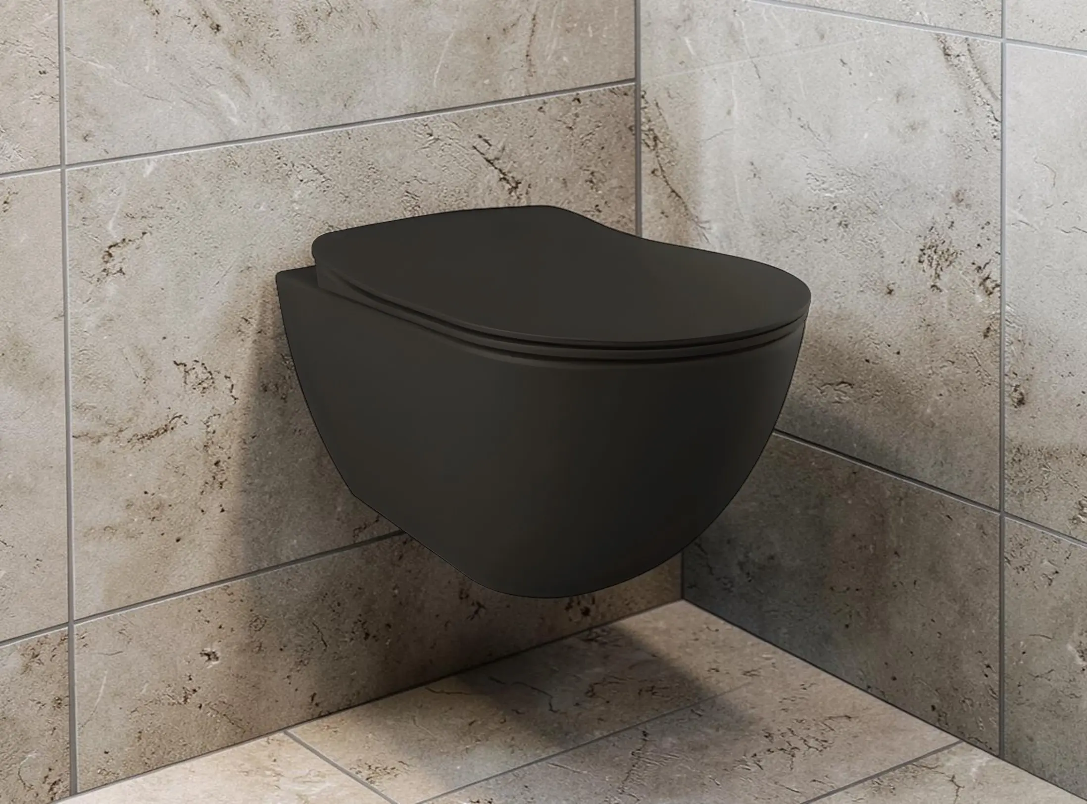 Vas WC suspendat Creavit Free FE320-11KK00E-0000 + KC0903.01.2100E (Coal Black) - 2