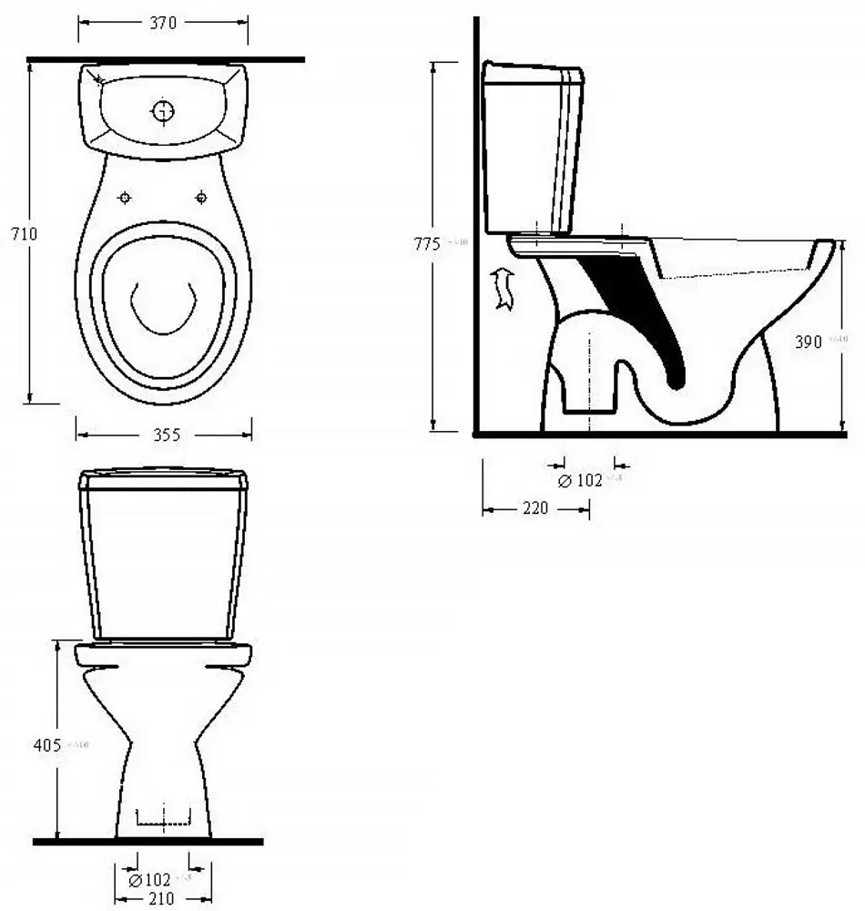 Унитаз с гигиеническим душем Ege Vitrifiye Kapya 15103 + Mixxus SUS-333 (White/Inox)