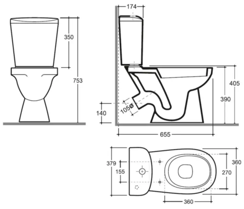 Унитаз-компакт Керамин Лаго Инкоэр-Б1 МС (Белый)