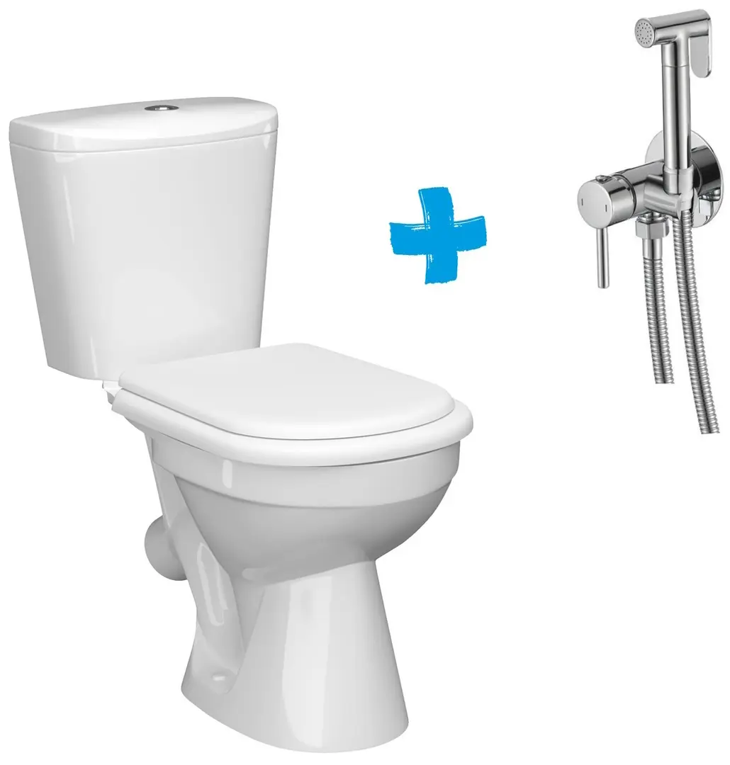 Унитаз с гигиеническим душем Керамин Лаго Инкоэр-Б1 МС + Mixxus SUS-333 (White/Inox)