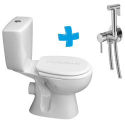 Vas WC cu dus igienic Керамин Позитано Инкоэр-Б1 МС c1 + Mixxus SUS-333 (White/Inox)