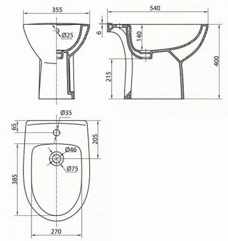 Bideu de podea Kolo Freja L75000 (White)
