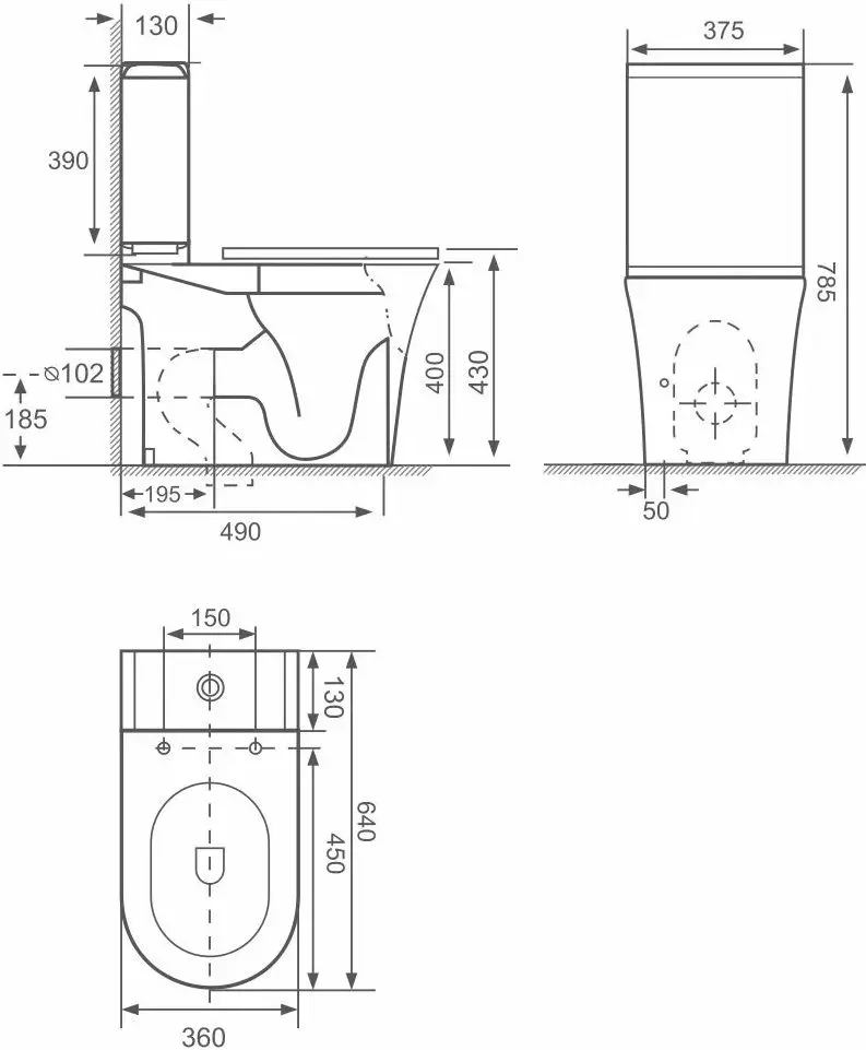 Унитаз-компакт Nomi Grande Rimless (White)