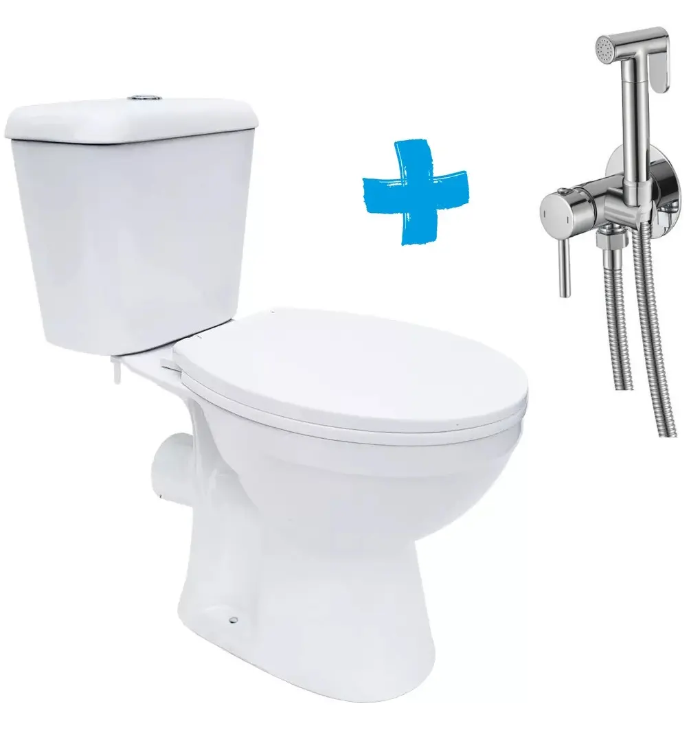 Унитаз с гигиеническим душем Nomi Libero Rimless + Mixxus SUS-333 (White/Inox)