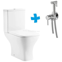 Vas WC cu dus igienic Nomi Podio Rimless + Mixxus SUS-333 (White/Inox)