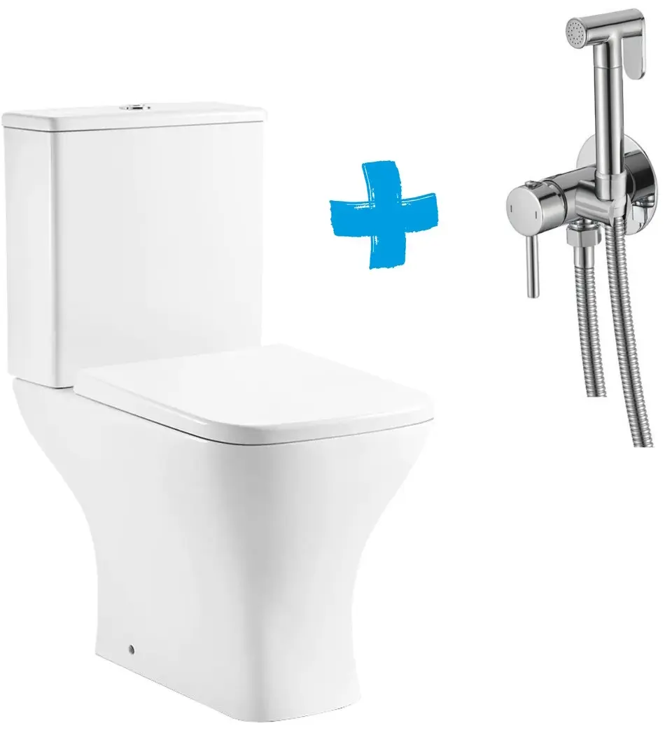 Унитаз с гигиеническим душем Nomi Podio Rimless + Mixxus SUS-333 (White/Inox)