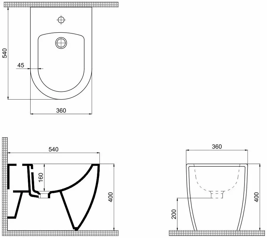Биде напольное QuarterBath Deep (White)