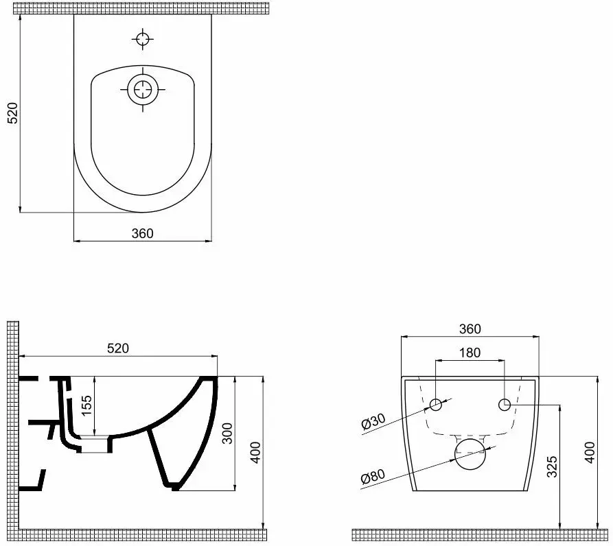 Биде подвесное QuarterBath Deep (White) - 3
