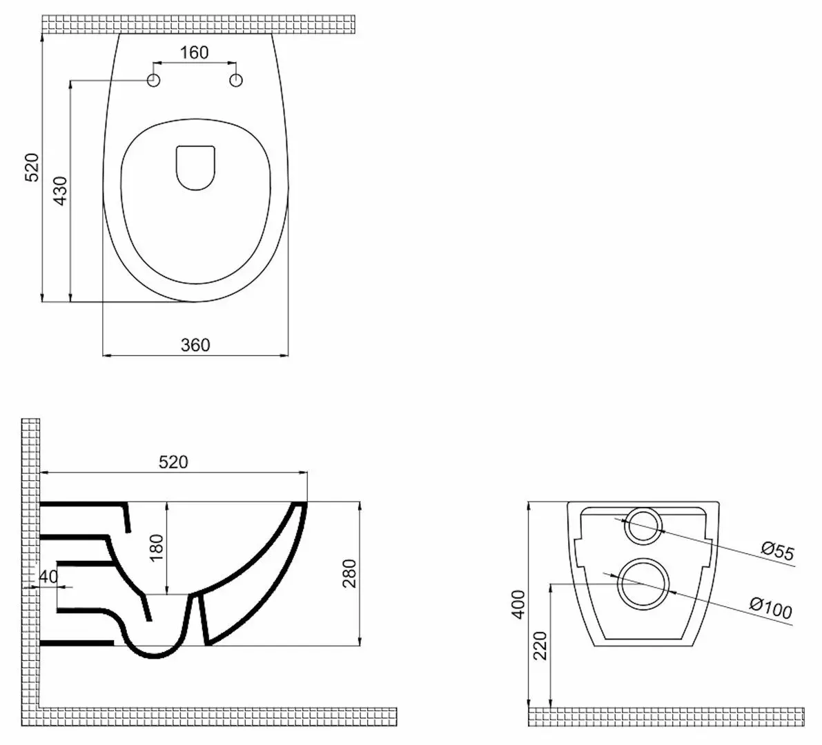 Унитаз подвесной QuarterBath Concorde Rimless (White)