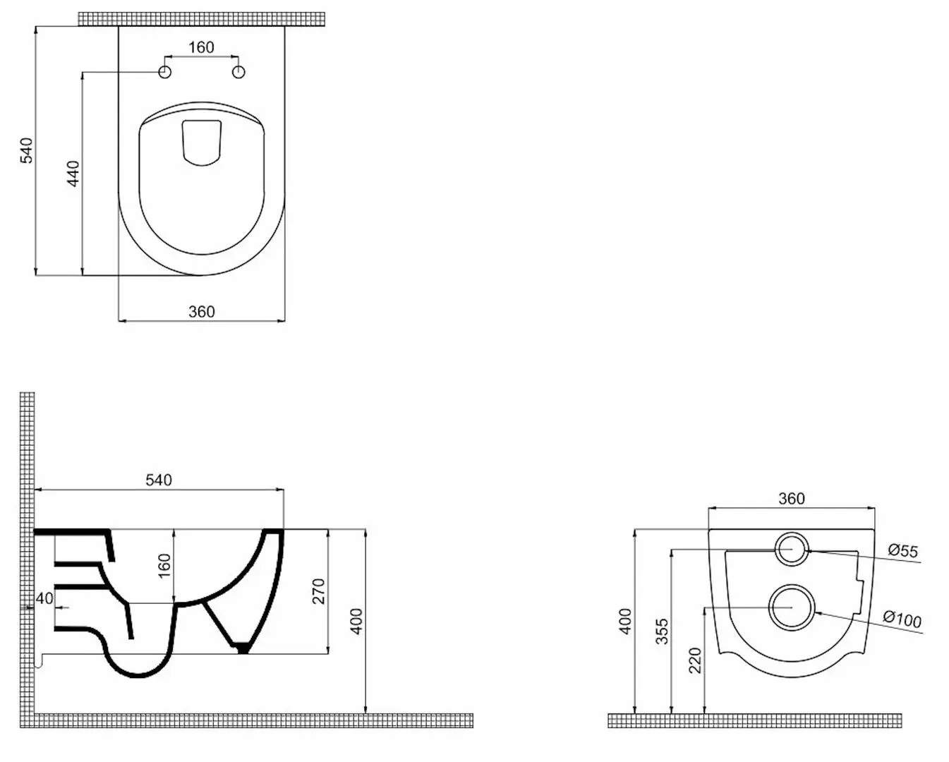 Унитаз подвесной QuarterBath Deep Rimless (White)