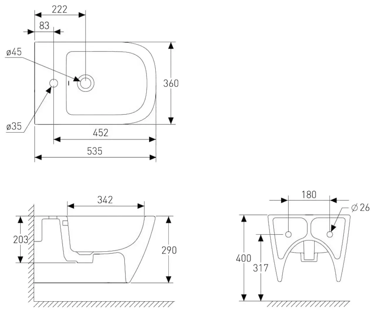 Биде подвесное Volle Solo 13-55-112 (White)