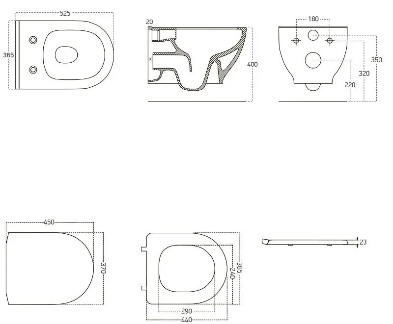 Vas WC suspendat Volle Oliva 13-45-165 (White)