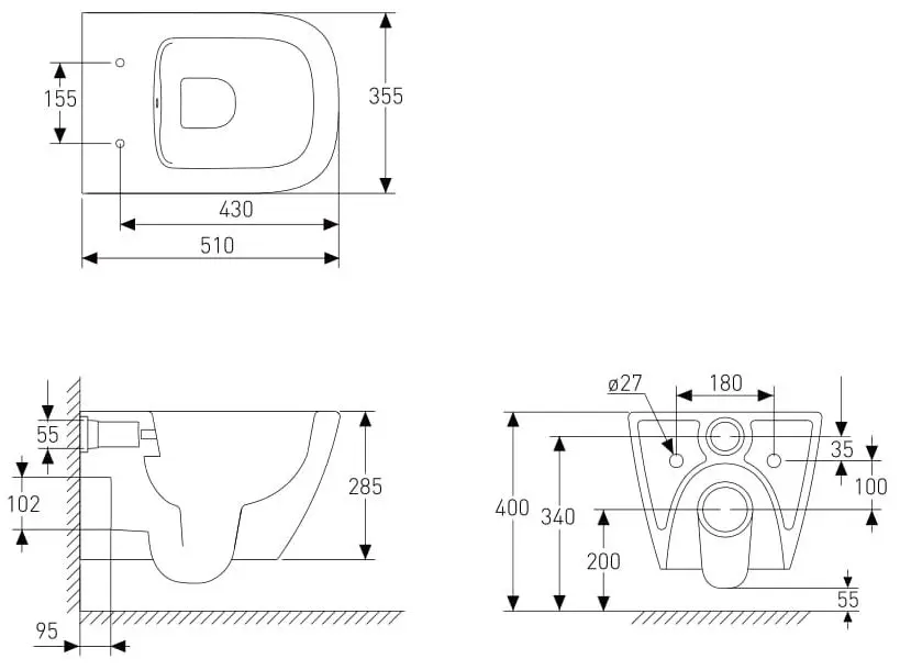 Унитаз подвесной Volle Solo 13-55-111 (Cappuccino)