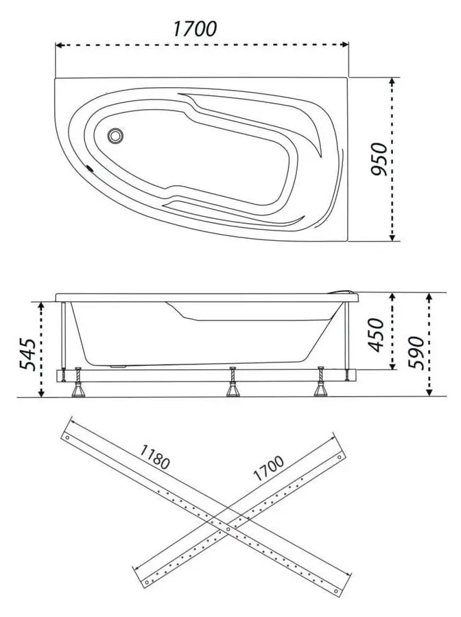 Cada de baie 1ACReal Madrid 170x95 Right (White)