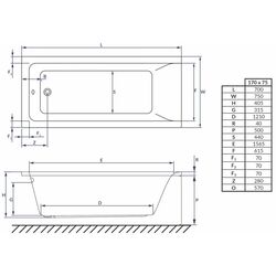 Cada de baie Banoperito Classic Duo 1700x750 (White) Thumb