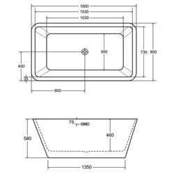 Cada de baie din acril Evita 160x80 (White/Graphite) Thumb
