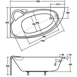 Ванна акриловая Besco Finezja Nova 140x95 Left (White) Thumb