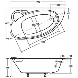 Ванна акриловая Besco Finezja Nova 170x110 Left (White) Thumb