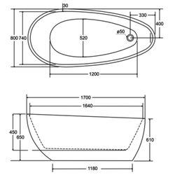 Ванна акриловая Besco Goya A-Line 170x80 (White/Graphite) Thumb