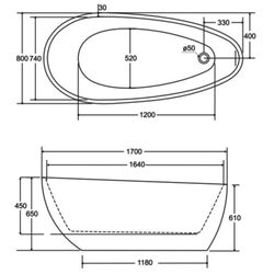Ванна акриловая Besco Goya A-Line Glam 170x80 (Gold/White/Graphite) Thumb