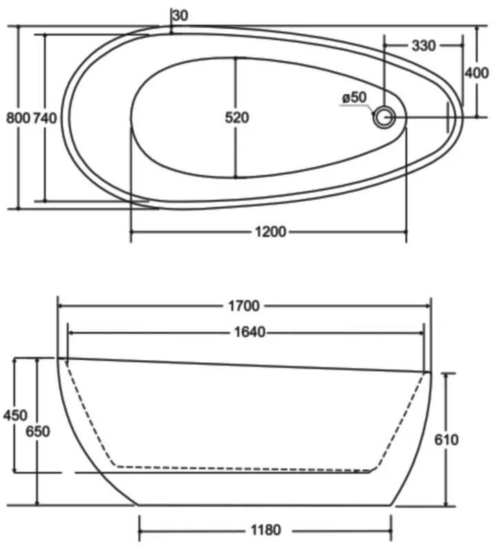 Ванна акриловая Besco Goya A-Line Glam 170x80 (Gold/White/Graphite) - 3