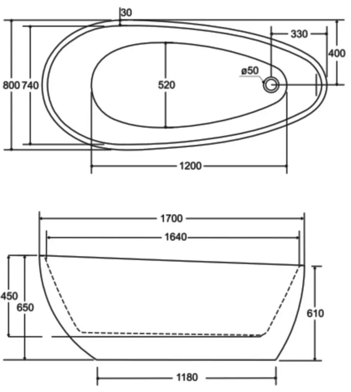 Ванна акриловая Besco Goya A-Line Glam 170x80 (Graphite/White/Chrome) - 3