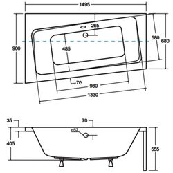 Сadă de baie din acril Besco Infinity 150x90 Left (White) Thumb