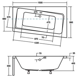 Ванна акриловая Besco Infinity 150x90 Right (White) Thumb