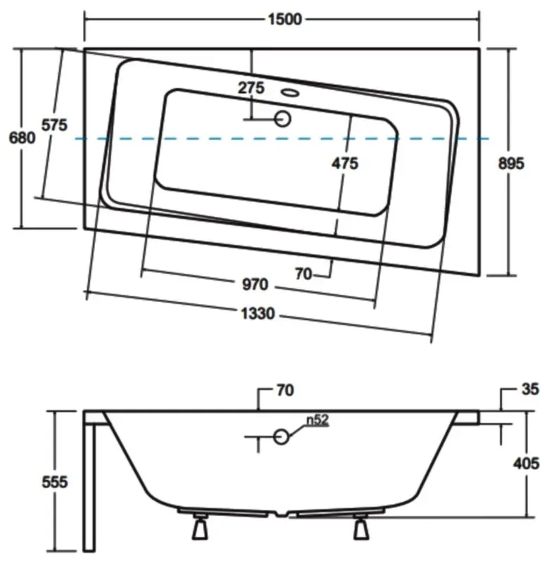 Ванна акриловая Besco Infinity 150x90 Right (White) - 4